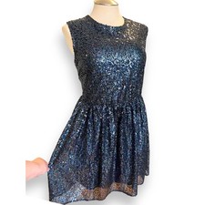 Asos Curve US 22 Black Mesh Formal Prom Cocktail Dress w/Rainbow Sparkle Sequins