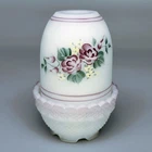 FENTON Rose Garden Fairy Lamp Candle Holder Signed White Satin Glass 4.5" ✨