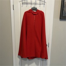 Perfect Women's Fashion Red Hooded Cape Lined Button Closure Pockets Adult