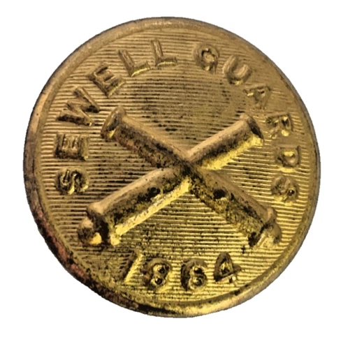 CIVIL WAR SEWELL GUARDS, CAMDEN NEW JERSEY 22mm BRASS UNIFORM BUTTON 1864 EVANS