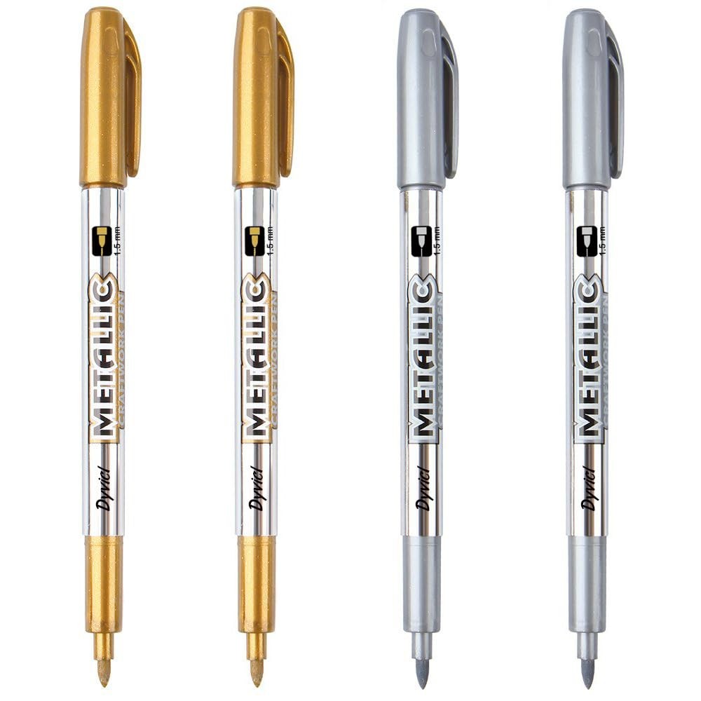 Pens - Silver And Gold Paint Pens For Black Paper, Glass, Ro