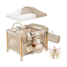 Baby Bassinet Bedside Crib for Travel with One-Hand Setup 5-in-1 Foldable Bab...