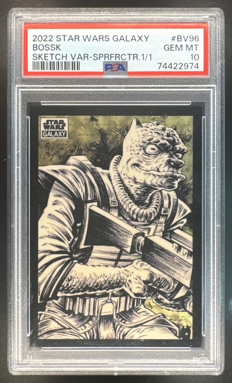 2022 Topps Star Wars Galaxy Bossk Sketch Superfractor #BV96 PSA 10 view 2