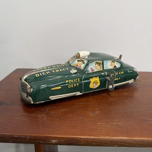 Vintage Wind Up Marx Dick Tracy Car With Light Bulb And Siren! Works Great!!