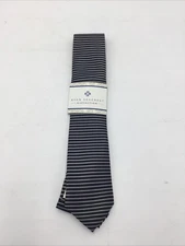 Ryan Seacrest Distinction Men's Studio Stripe Black Silver Necktie-OS