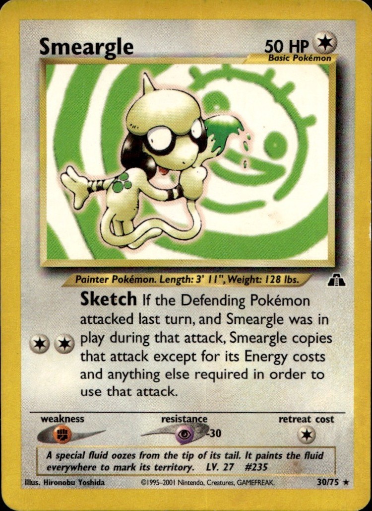 Smeargle 30/75 Rare Neo Discovery Pokemon Unlimited Heavily Played