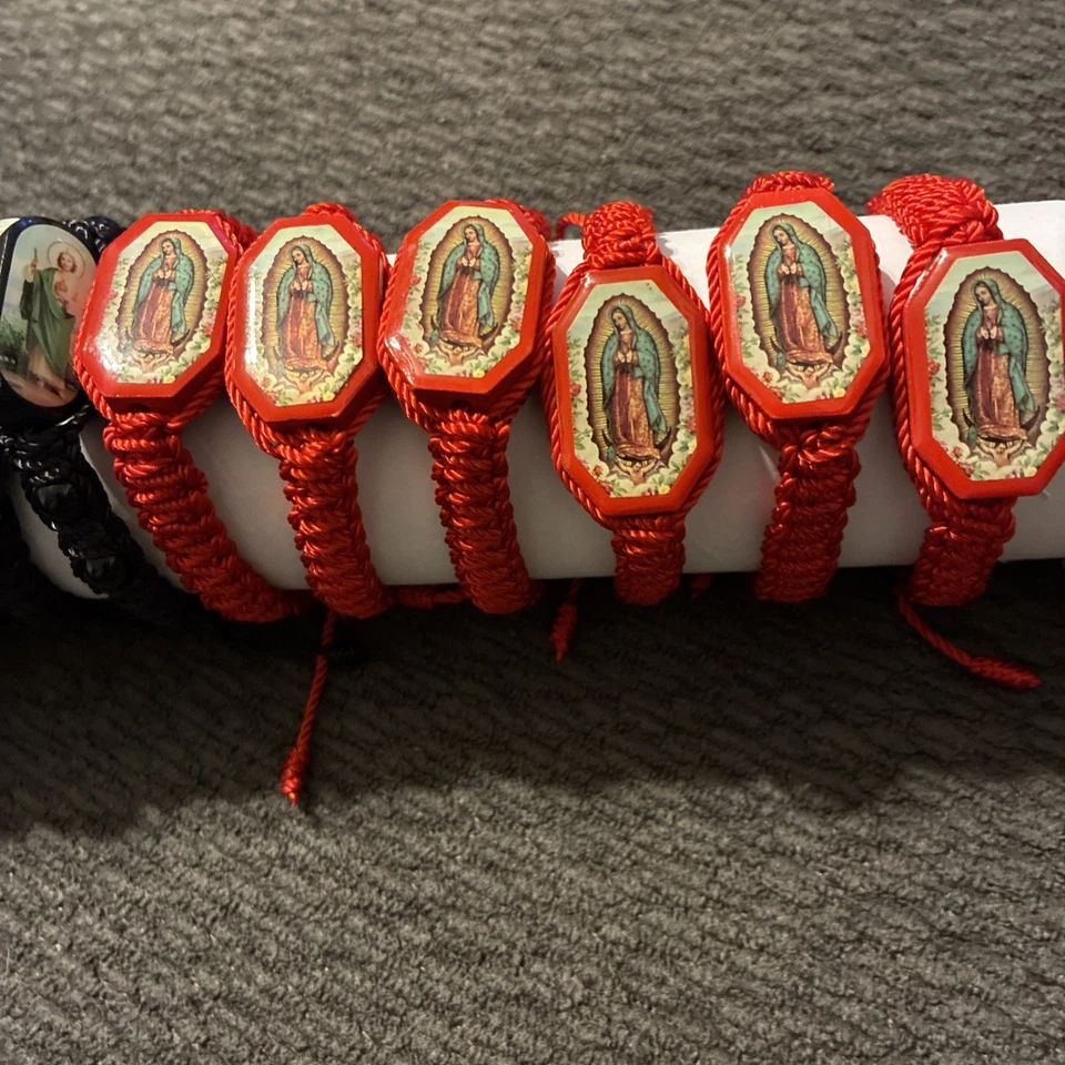 Lot Of 12 Bracelets 6 Black St Jude And 6 Red Virgin Of Guadalupe Bracelets New - Image 3 of 4