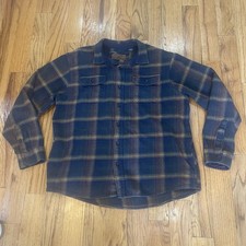 Orvis Big Bear Heavy Weight Plaid Flannel Shirt With Side Pockets Size XL Plaid