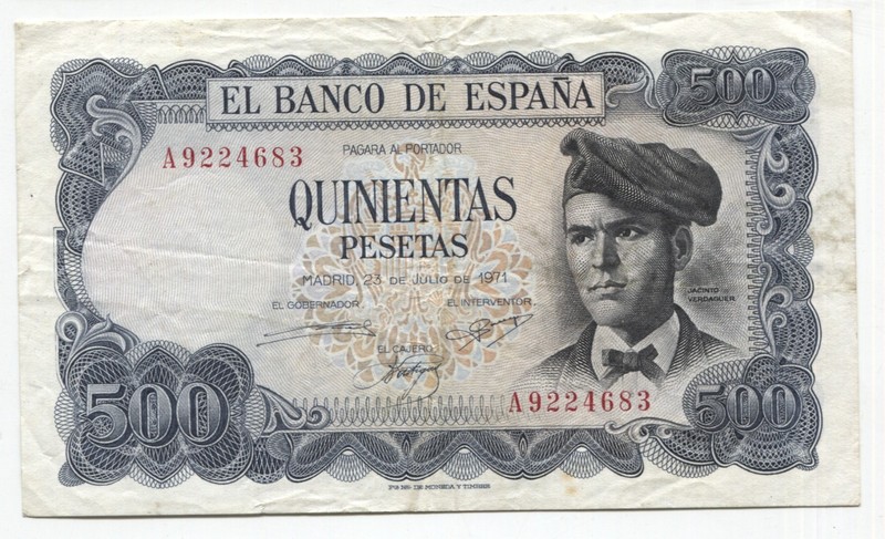Spain 1973 500 Pesetas  Banknote P#153a Very Fine See Scans