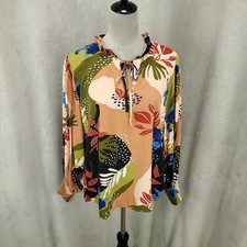 Easel Blouse Womens 2X Multicolor Floral Avan...