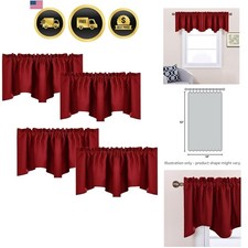 Burgundy Red Blackout Valances, Thermal Insulated Elegant W52 x L18 Scalloped...