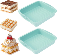 2 StüCk Silikon Backform Eckig, 24CM Schichtkuchen Backform Mit Griffen, Antihaf