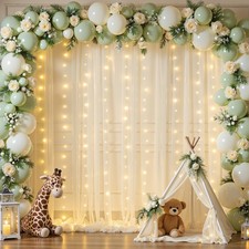 10x10ft Ivory Tulle Backdrop Curtains with Lights String for Parties,Wrinkle ...