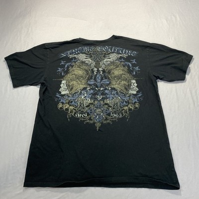 Xtreme Couture T-Shirt Mens XL Black Grunge Fleur-de-lis- Affliction Style
