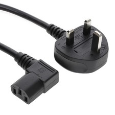 0.5M-15M Power Cord UK Plug to Right Angle IEC C13 Cable Kettle Lead PC Lead 90