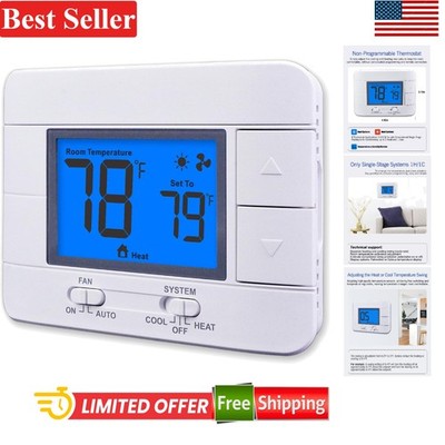 Non Programmable Thermostat for Home Compatible with 24V Single Stage HVAC
