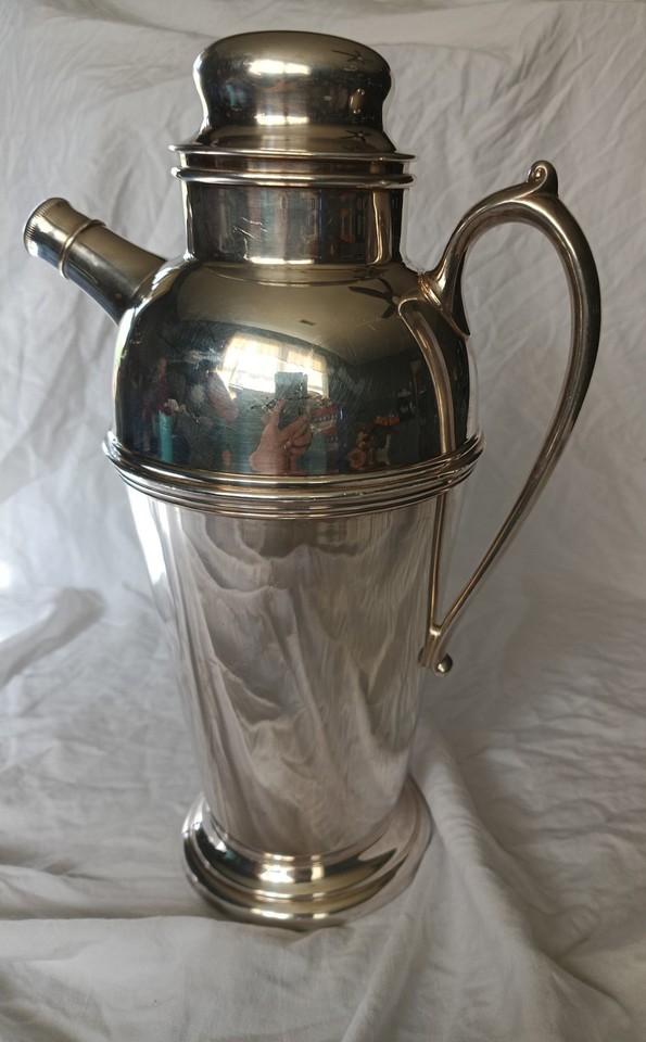 Vintage Crescent Silver Co Art Deco Cocktail Shaker Pitcher Plated Barware