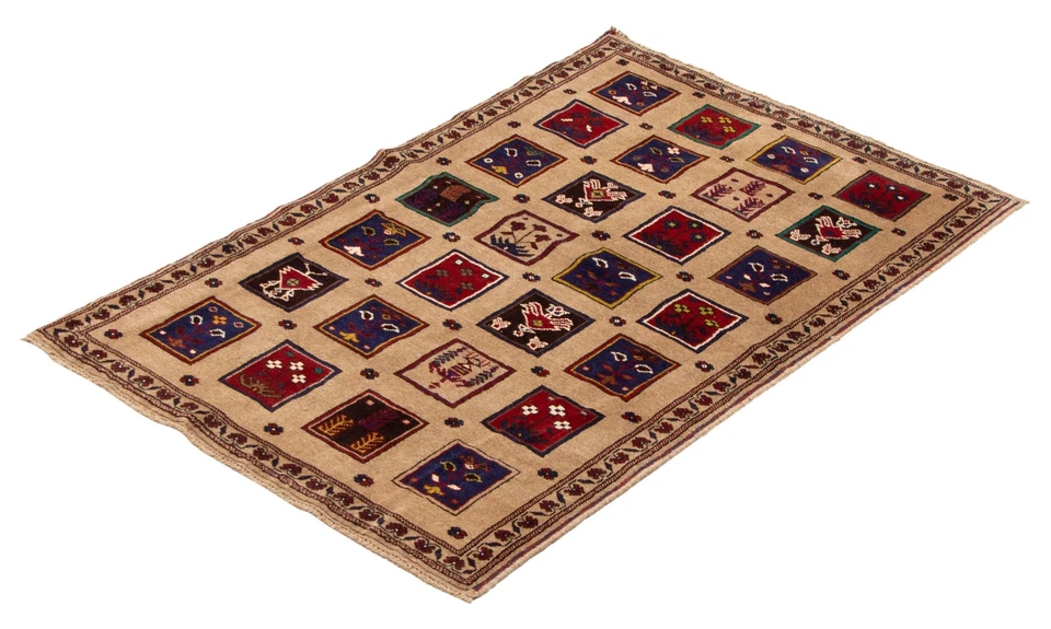 Alfombra tradicional de lana oriental de 3'0" x 4'9" vintage anudada a mano Foto 4 de 4