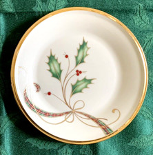 Lenox Holiday Nouveau Gold Holly Bread  Butter Christmas Plate 6"