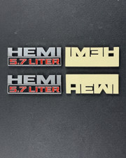 2009-2019 Dodge Ram 5.7 Liter Hemi Side Emblem Logo Badge Chrome Set