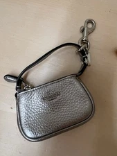 Coach Mini Tote Bag Charm Gray Leather Keychain