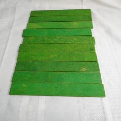VTG Lincoln Logs 7.75'' Green Wood Groove Flat Roof Slats Pieces Parts Lot of 10