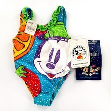 Vtg 90s Disney Baby Mickey Co Minnie Mouse One Piece Swimsuit Girls 12 mon New