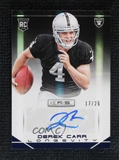 2014 Rookies & Stars Longevity Sapphire 17/25 Derek Carr #131 Rookie Auto RC
