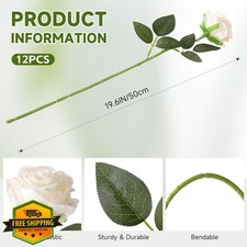 Tifuly White Roses Artificial Flowers 12pc Silk Bouquet Off White