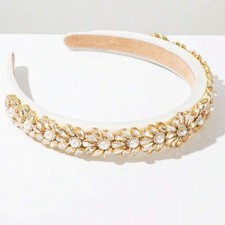 Elegant Gold and White Embellished Headband