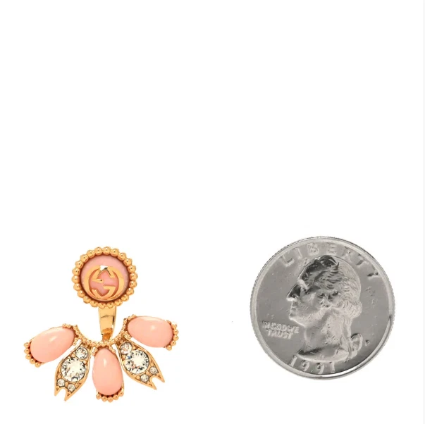 Pendiente Gucci Resina Cristal Único GG Oro Rosa Foto 2 de 4
