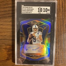 2020 Panini Select - Rookie Signatures Jacob Eason #RS-JEA Blue Prizm #/75  RC
