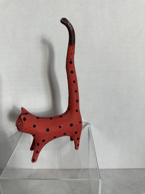 HAND PAINTED BALSA WOODEN KITTY CAT FIGURINE Ring Holder KITTY