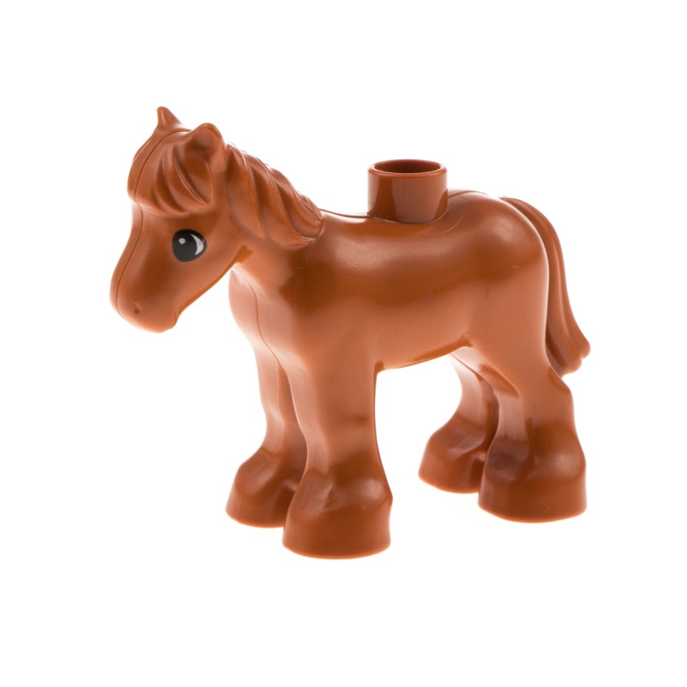 1x Lego Duplo Animal Horse Foal Dark Orange Small Riding Stable HORSE03C01PB06
