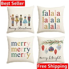 Merry Christmas Nutcracker Throw Pillow Covers, 18 x 18 Inch Winter Holiday P...