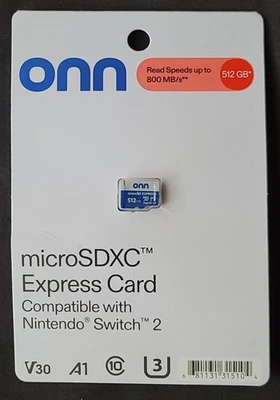 Onn 512GB Micro SD Express Card Nintendo Switch 2*BRAND NEW*NEVER OPENED*