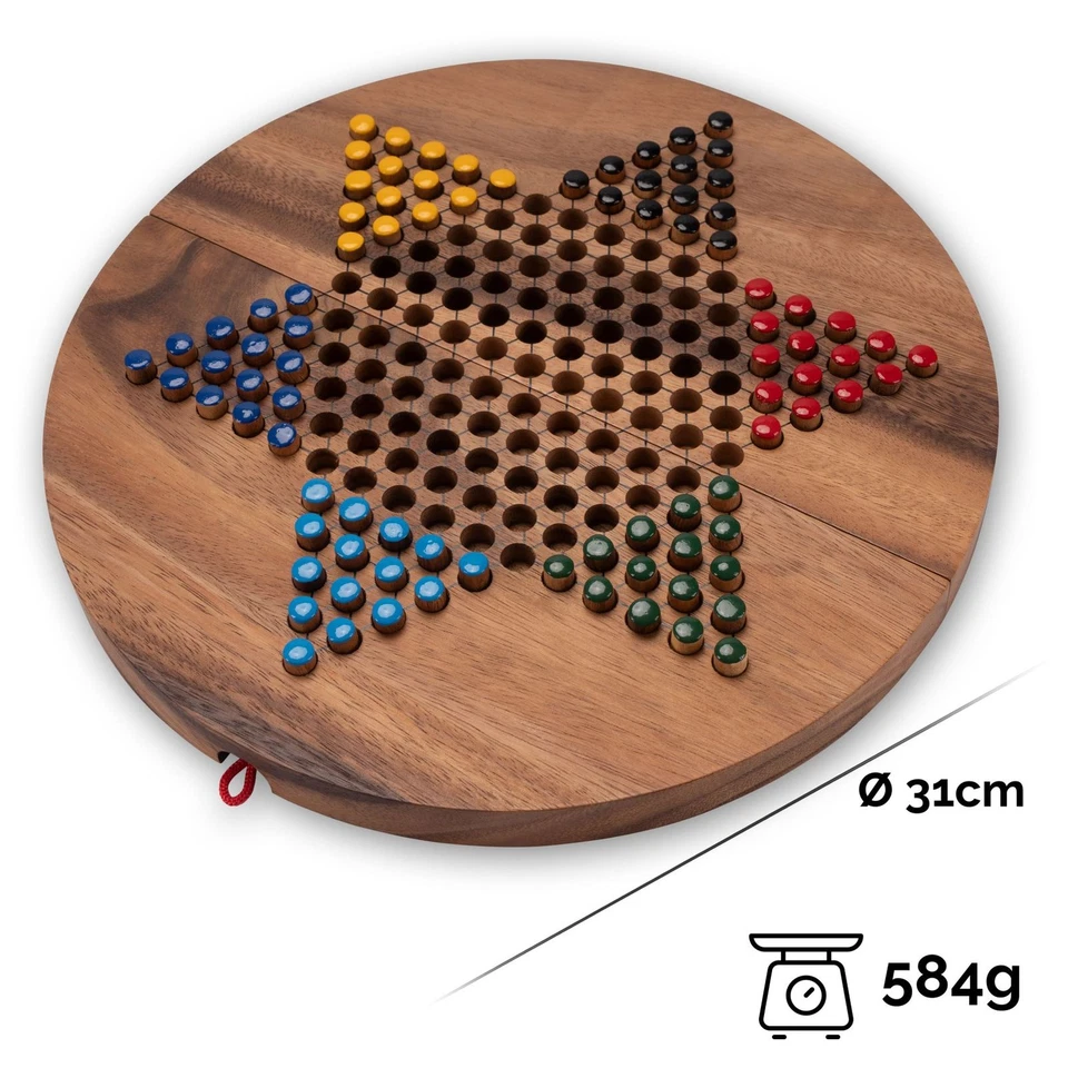 Halma Gr. XL für 2 bis 6 Spieler mit Stoffbeutel - Spielfeld 31 cm rund - 6 x 15 - Bild 2 von 4