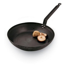 World Cuisine A4171636 14 1/8 in Black Steel Fry Pan