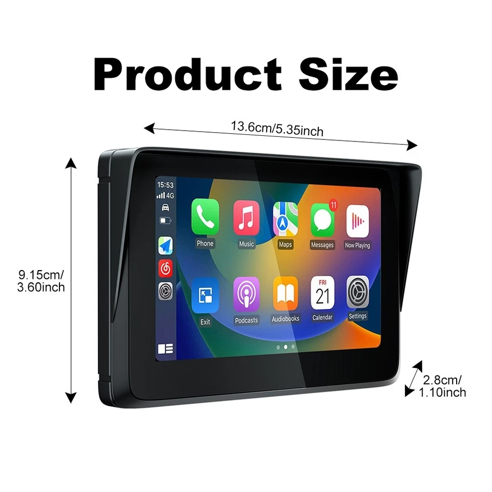 5 Inch Motor GPS Motorcycle Navigation Wireless Carplay Android Auto Bluetooth - Image 2 of 4
