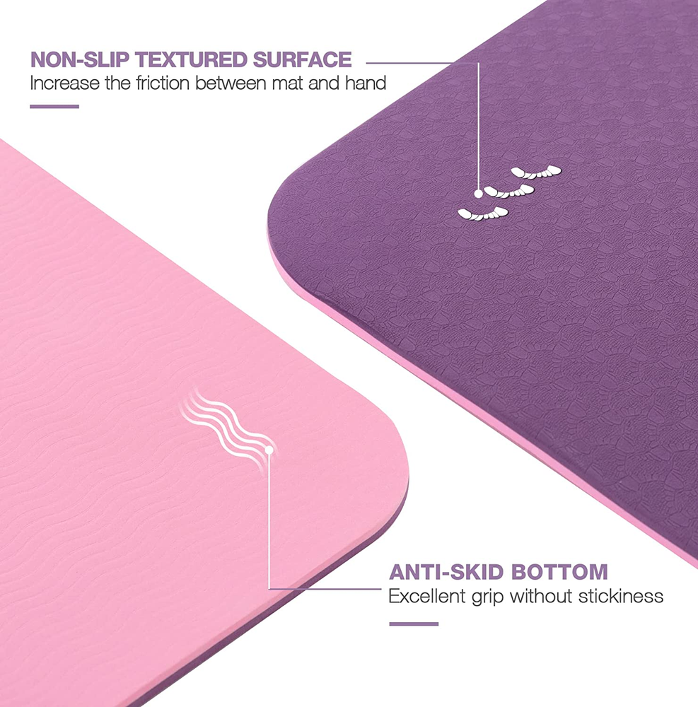 Eco-Friendly 1/4" Thick Non-Slip Anti-Tear Yoga and Pilates Fitness Mat Eco-Friendly 1/4" Thick Non-Slip Anti-Tear Yoga and Pilates Fitness Mat