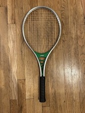 Prince Classic Aluminum Tennis Racket, Green, Leather Grip 4 5/8"