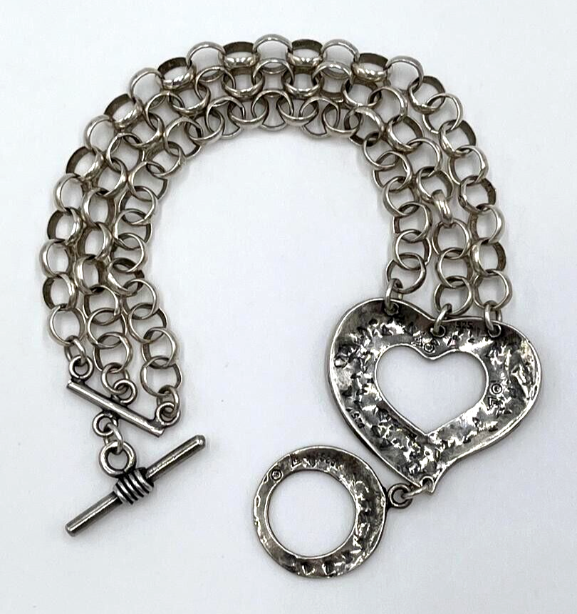 Rare SILPADA 925 STERLING SILVER ROLO LINK HEART TOGGLE  display picture 1