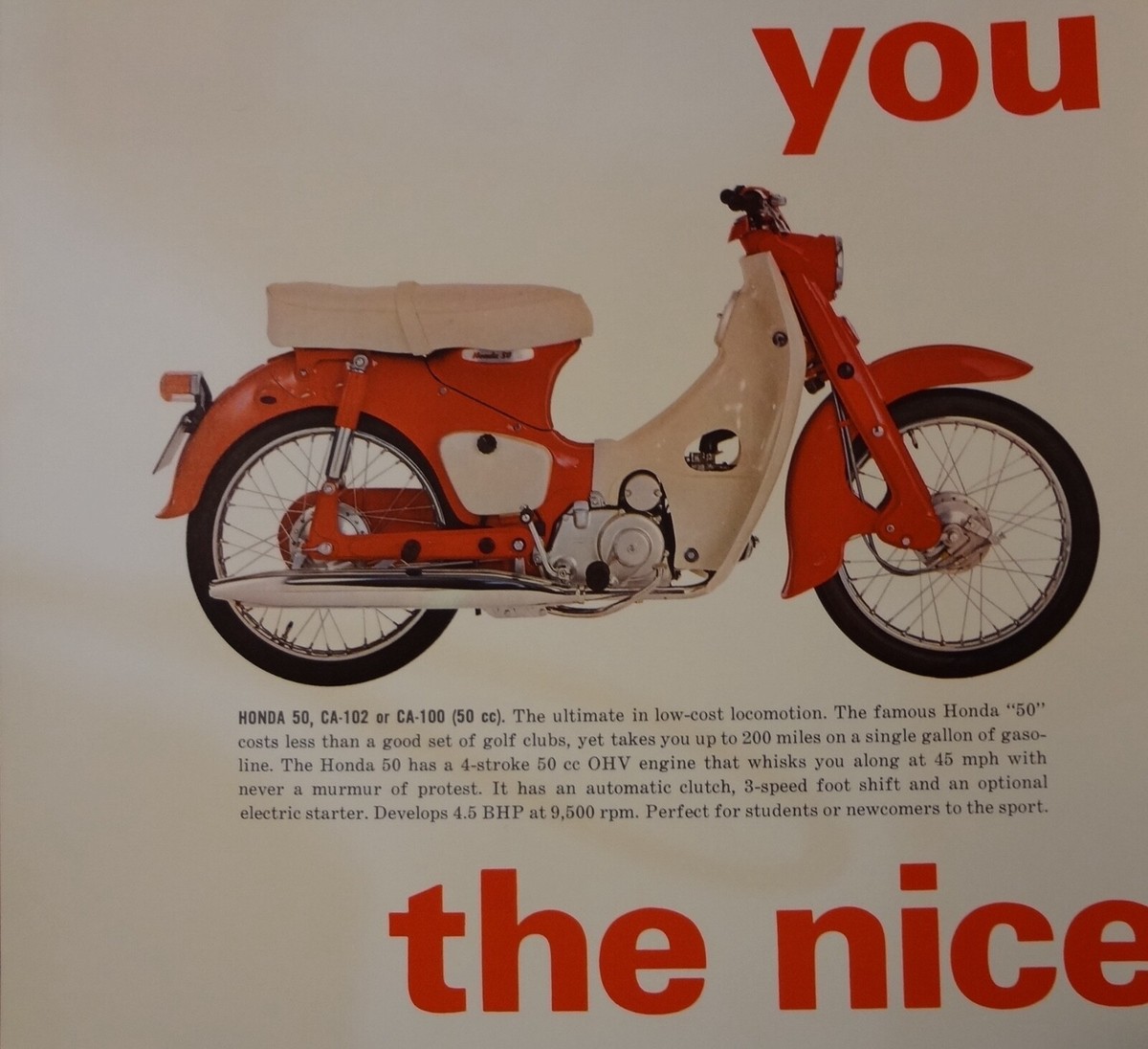 1965 Honda 12-page sales brochure/poster CA-102 CA-100 CA-200