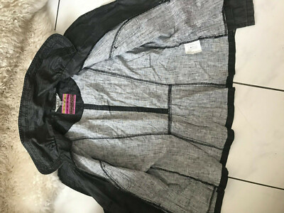 VERSE COLLECTION Leinen Jeans Optik Jacket Gr.42 Blazer schwarz meliert NEUw