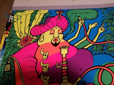 WHO ARE YOU? VINTAGE 1970 BLACKLIGHT PRO ARTS HEADSHOP POSTER By