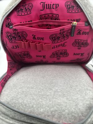 RARE Y2K Velour JUICY COUTURE Full Size Gray Backpack  display picture 1