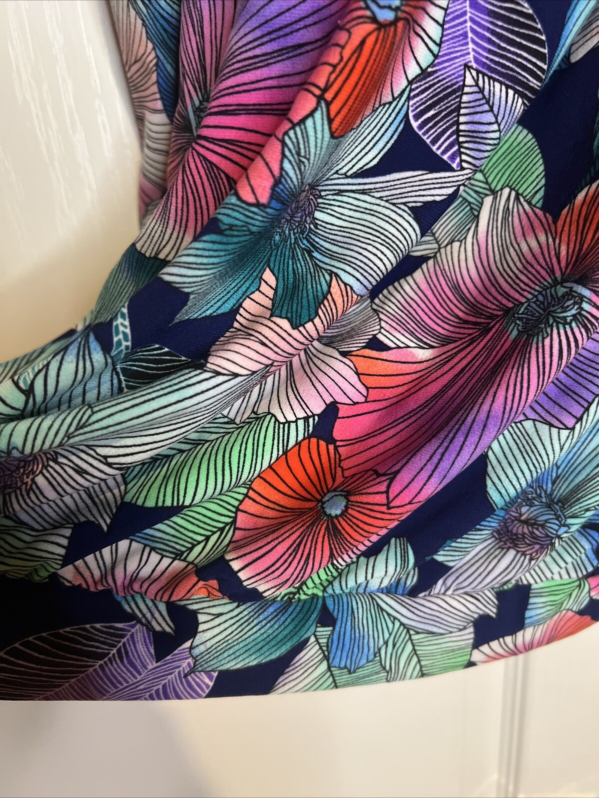 Tankini Swimsuit Bathing Top Plus Size 24W Floral Multicolor Stretch Builtin Bra