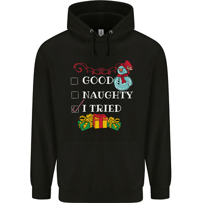 Good Naughty I Tried lustiger Hoodie Weihnachten Xmas Kinder Kids