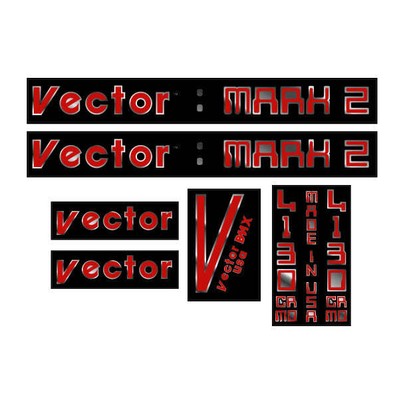 Vector - Mark 2 - Black on chrome decal set - old school bmx