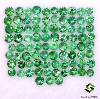SBI Gems 1,84 Cts Natürlicher Smaragd Rund Schliff 1,6 1,8 mm Lot 83 Steine